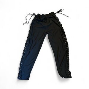 Black Lace-Up Men's Pants Gothic death pants pirate pants with lace‑up sides NWT